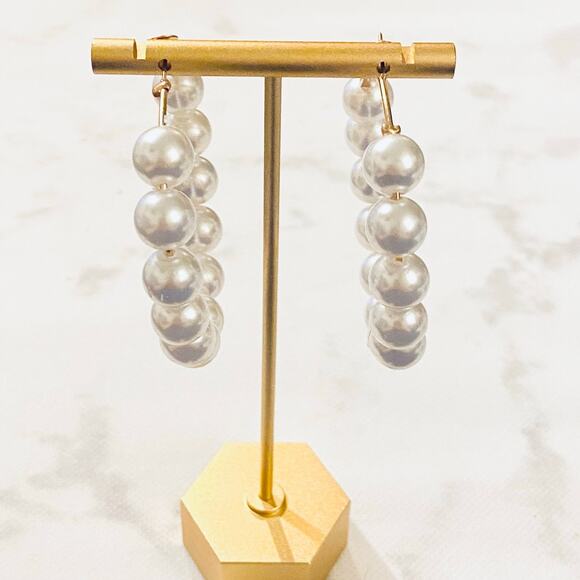 Pearl Hoop Earrings - Picture 2 of 3